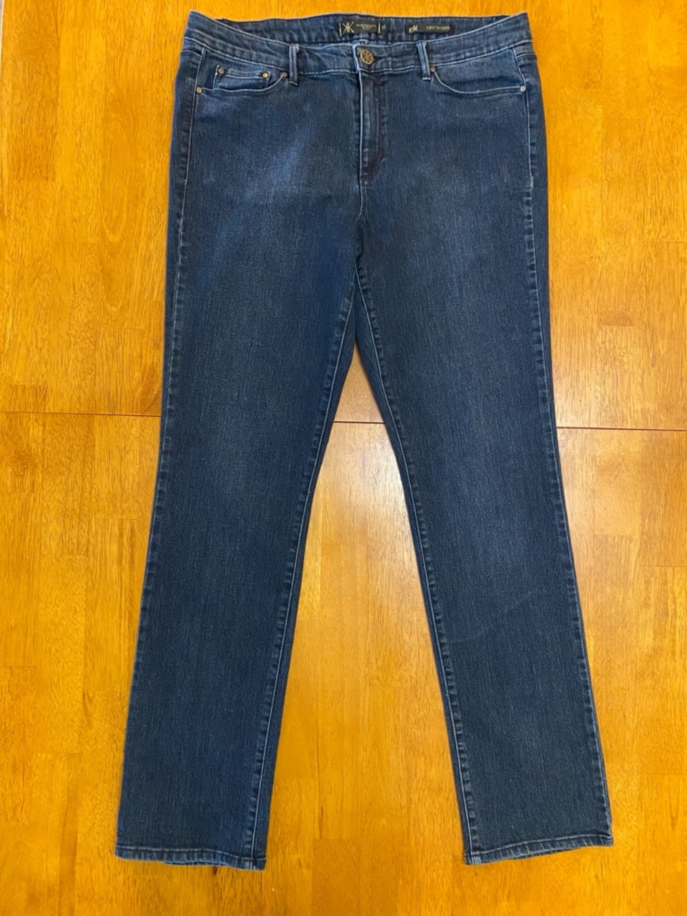 Kardashian Kollection - Kim Curvy Straight Leg Jeans, Dk Blue, Women’s Sz 16